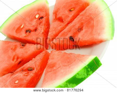 Slice Of Juicy Watermelon. Isolated