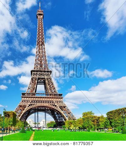 Eiffel Tower -view From The Champs De Mars.paris,france