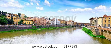 Arno River In Florence,tuscany, Italy. Panorama