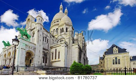 Sacre Coeur Cathedral On Montmartre , Paris