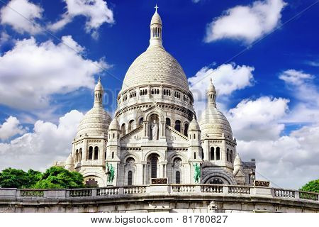 Sacre Coeur Cathedral On Montmartre , Paris