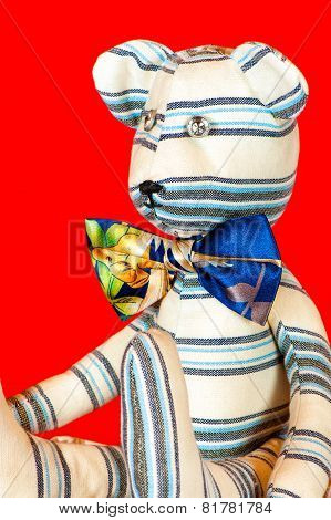 Striped Handmade Textile Provence Tilda Teddy Bear Toy.