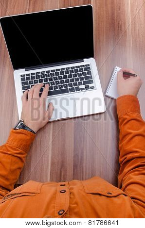 Working On The Laptop