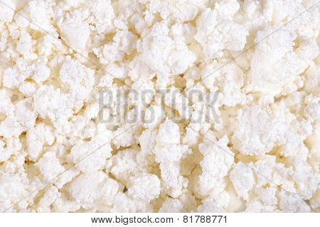 Fresh Cottage Cheese (curd) Heap, Isolated On White Background .
