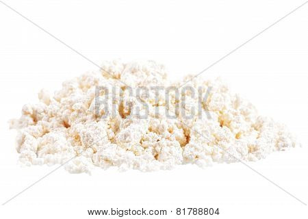 Fresh Cottage Cheese (curd) Heap, Isolated On White Background .