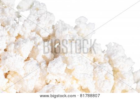 Fresh Cottage Cheese (curd) Heap, Isolated On White Background .