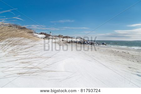 Nobska Point Lighthouse In Snow