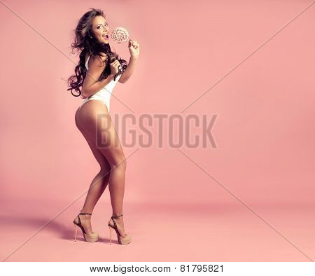 Attractive Brunette Woman Posing