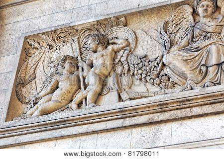 Moldings On The Arc De Triomphe. Paris. France.