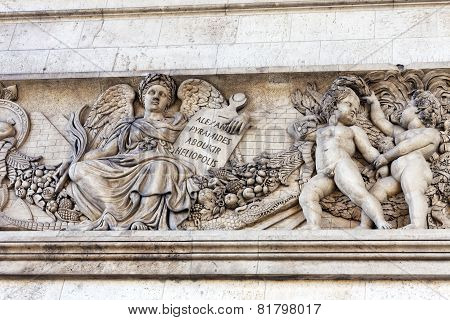 Moldings On The Arc De Triomphe. Paris. France.