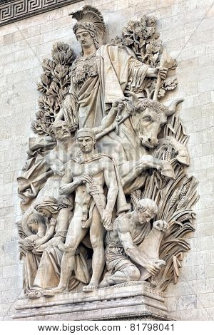 Moldings On The Arc De Triomphe. Paris. France.