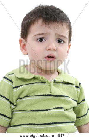 Bambino infelice ragazzo Over White