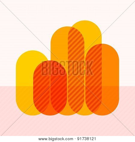 Infographics with waving yellow overlapping bars