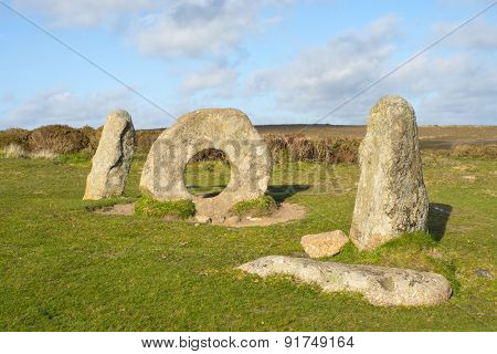 Men-an-Tol megalithic stones in Cornwall, England.