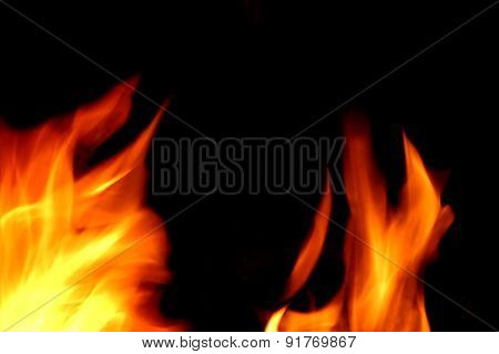 Flames Of Fire On The Black Background