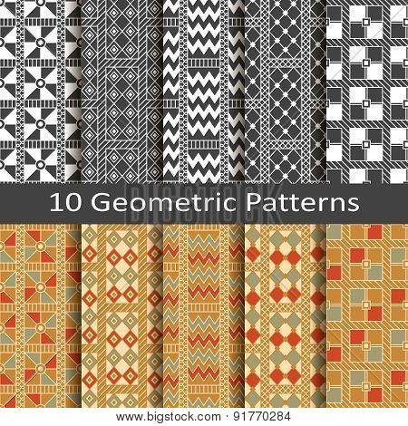 set of ten geometric patterns