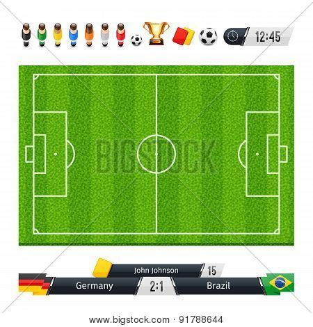 Green Soccer Field with Statistics Elements