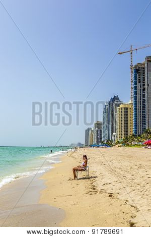 Woman Enjoys Jade Beach