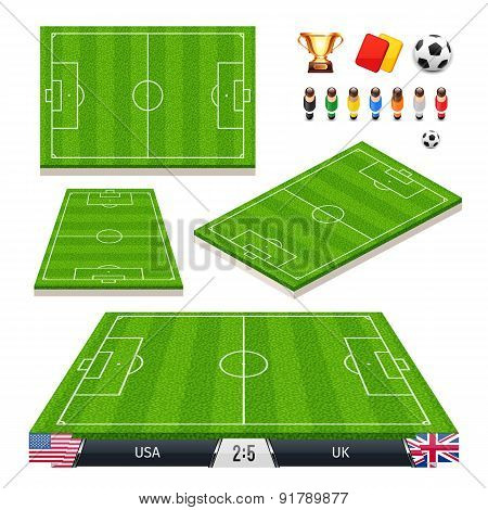 Vector Illustration set of Soccer Fields in Four Different Positions