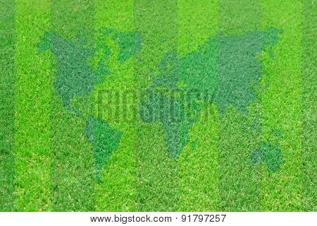 Green Lawn For Background.sport And World Map Vintage Pattern