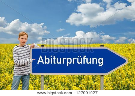 Child shows the direction for the European Baccalaureate