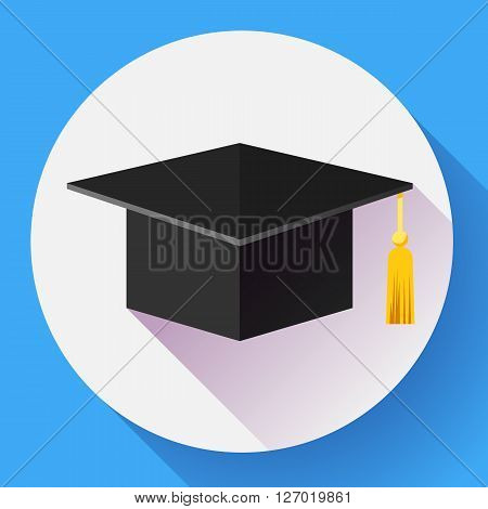 Student graduation cap icon. Flat design style