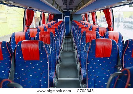 Bus interior of on old vehicle