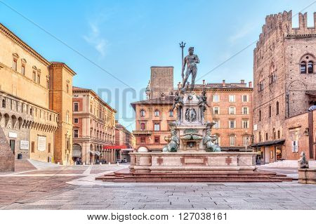 Piazza del Nettuno square in Bologna Emilia-Romagna Italy