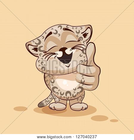 Vector Stock Illustration isolated Emoji character cartoon Leopard cub approves with thumb up sticker emoticon for site, info graphic, video, animation, websites, e-mails, newsletters, reports, comics