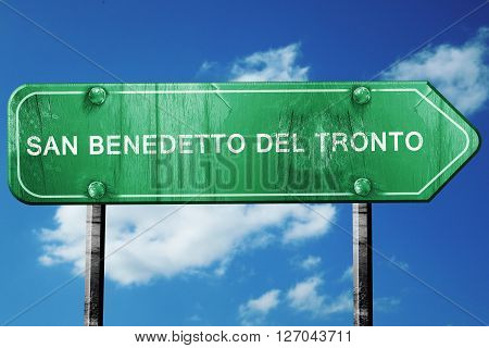 San benedetto del tronto road sign, on a blue sky background