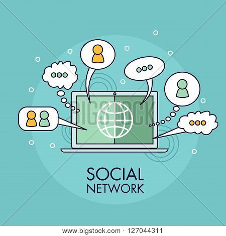 Social network, concept of communication in the network, vector illustration.
