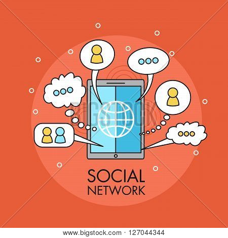 Social network, concept of communication in the network, vector illustration.
