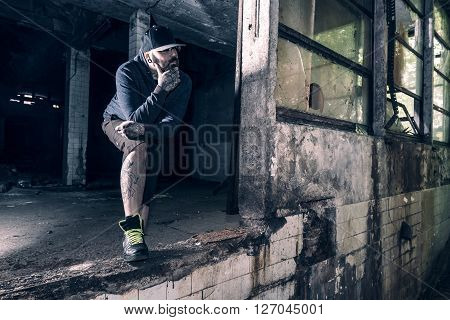 Portrait of urban man in old building, selective focus
** Note: Visible grain at 100%, best at smaller sizes