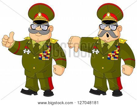Cartoon Russian General Content And Not Agree.
