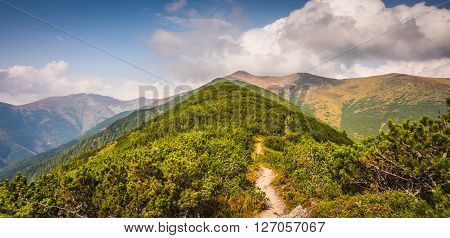 Hiking Trail on the Hill in the Mountains