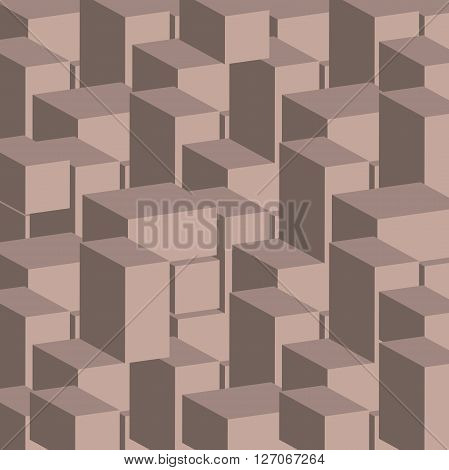 3d cube of square pattern geometric block illustration of stone architecture abstract