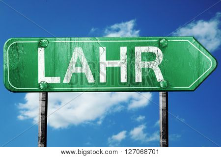 Lahr road sign, on a blue sky background
