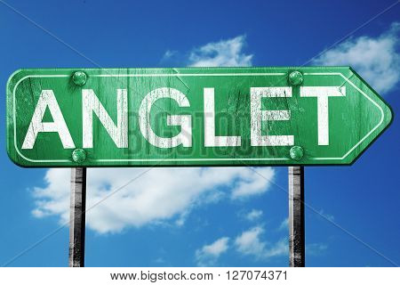 anglet road sign, on a blue sky background