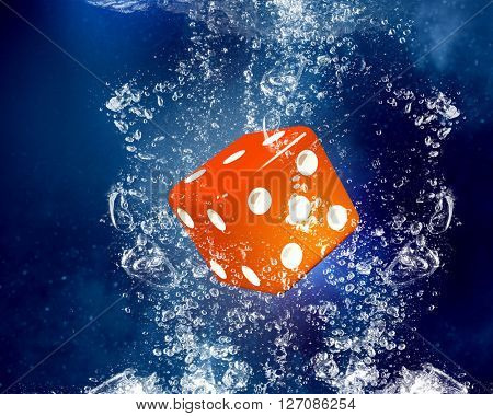 Dice cubes under water