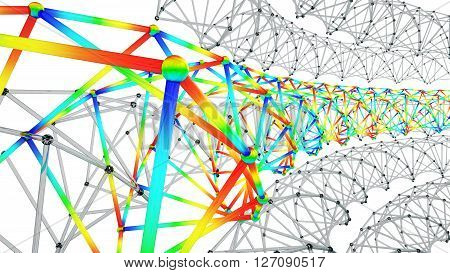 3D illustration of multi section engineering polygonal structure