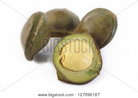 Djenkol bean seed vegetable on white background