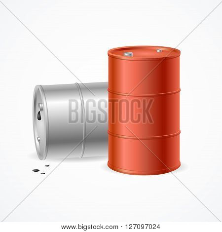 Blank Color Oil Barrel Drums. Vector illustration