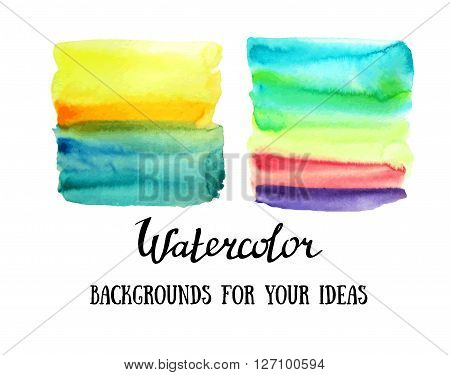 Abstract watercolor art hand paint isolated on white background. Watercolor stains. Square color watercolour banners