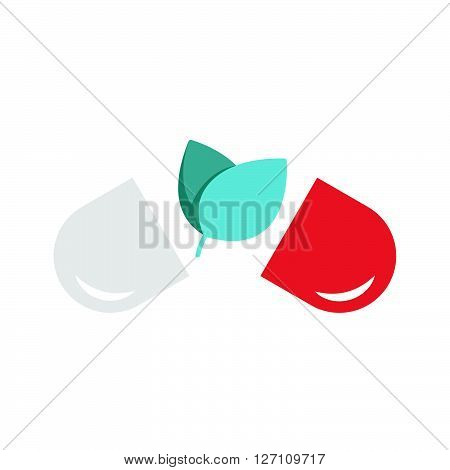 Flat Icon Natural Pills. Alternative Medicine Icon