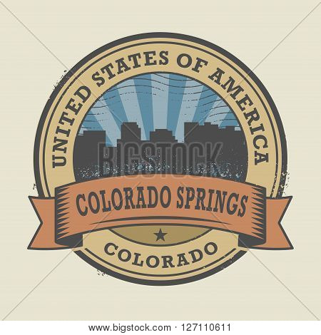 Grunge rubber stamp or label with name of Colorado Springs, Colorado, vector illustration