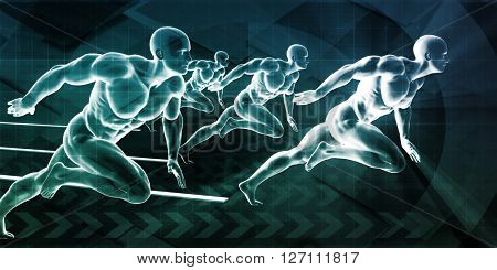 Running Business Men Chasing Success as Concept 3D Illustration Render
