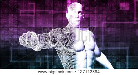Security System with Intelligent AI Man Guard 3D Illustration Render