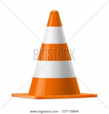 White and orange traffic cone. Sign used for road safey during construction or accidents