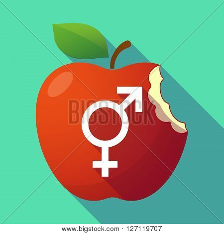 Long Shadow Red Apple With A Bigender Symbol