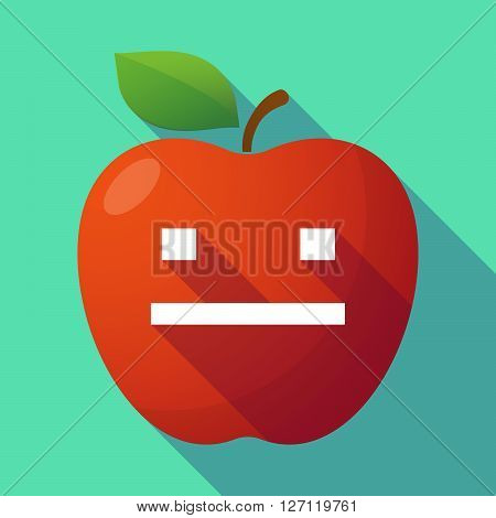 Long Shadow Red Apple With A Emotionless Text Face